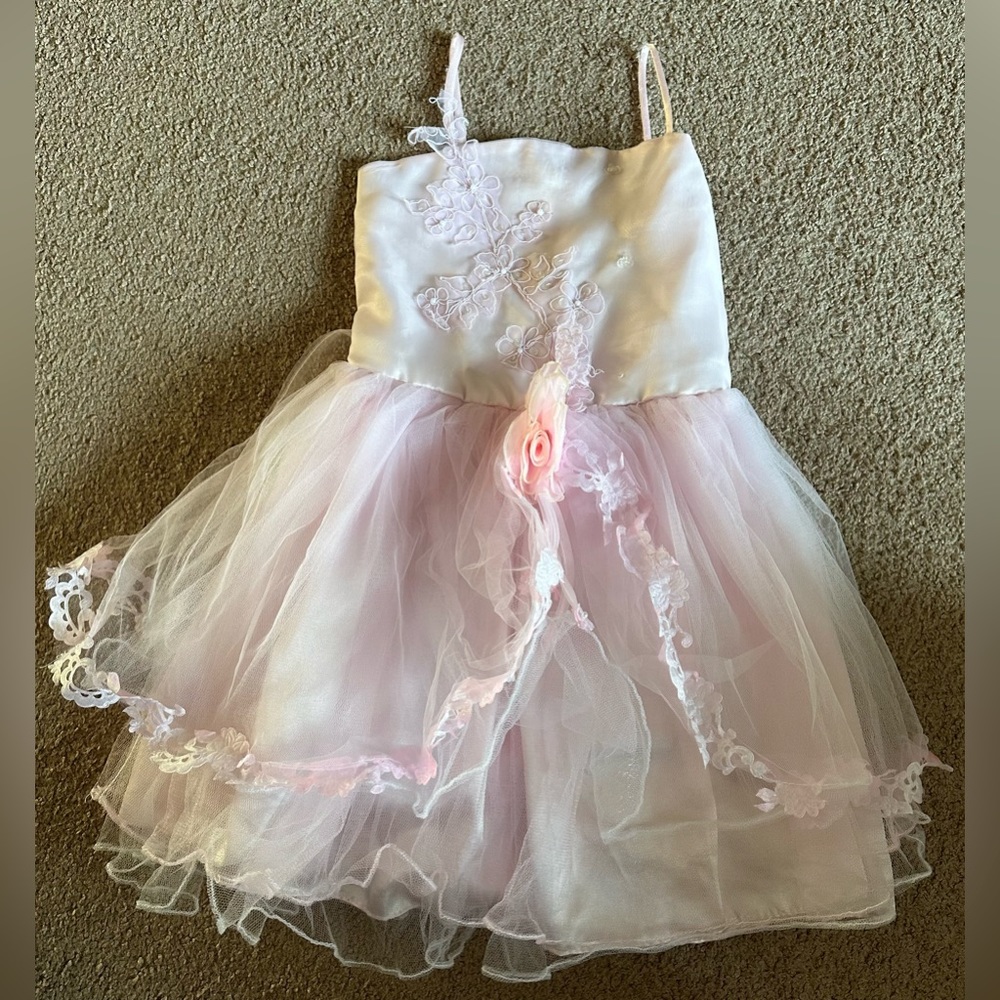 Girls Pink Princess Ballerina Tutu Puffy Dress Pretend Play Halloween Costume 6